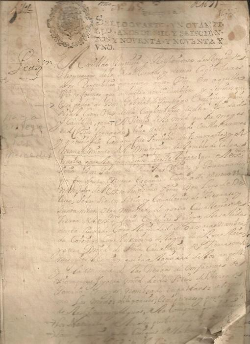 Legal document concerning Tehuacán, México