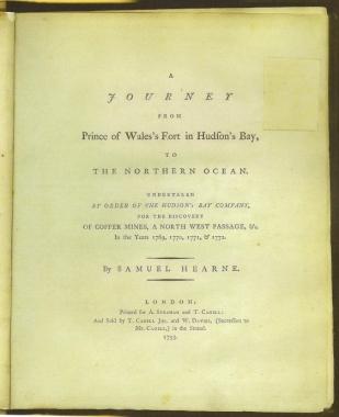 A journey from Prince of Wales's Fort in Hudson's Bay to the northern ocean: Undertaken by order of the Hudson's Bay Company for the discovery of copper mines, a north west passage, &c. in the years 1769, 1770, 1771, & 1772