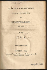 Anïlisis Estadïstico del la Provincia de Michuacan, en 1822