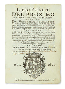 Libro primero del próximo evangelico exemplificado en la vida del Venerable Bernardino Alvares.